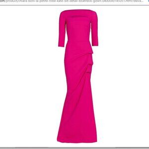Chiara Boni La Petite Robe Kate Slit-Detail Boat Neck Gown Size 42 (6) MAGENTA!